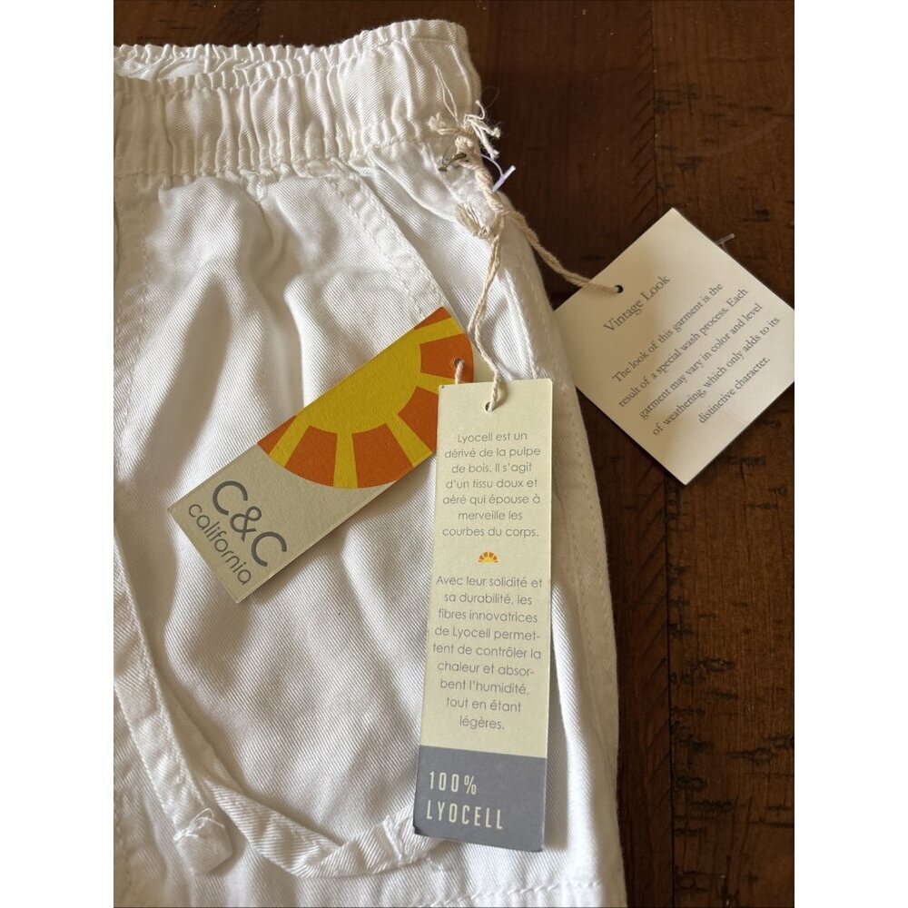c c california White Cotton Joggers Size XS New - Picture 2 of 7